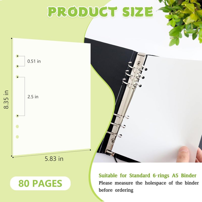 KPOONI 80 Sheets Blank Release Paper Pages for 6-Ring A5 Sticker Binder Organizer Double-side Reusable Insert Refills for Stickers Collecting Book Storage Album - Image 2